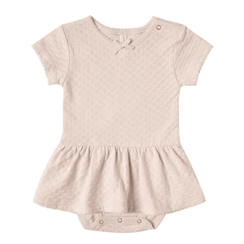 Quincy Mae Pointelle Skirted Onesie in Petal Pink - 18-24 months